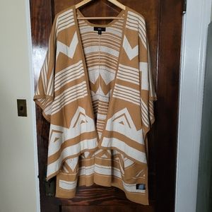 Mossimo Camel w/ Cream Southwestern Design Sweaterknit Open Sweater Small/Medium